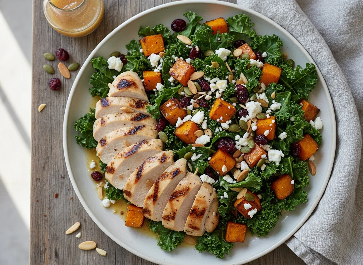 Grilled Chicken with Kale and Butternut Squash Salad photo