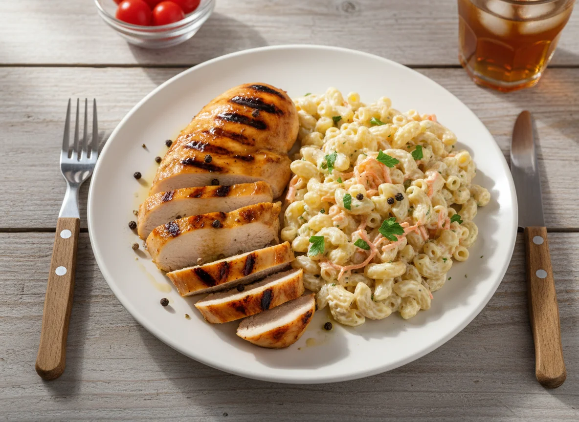 Grilled Chicken with Macaroni Salad photo