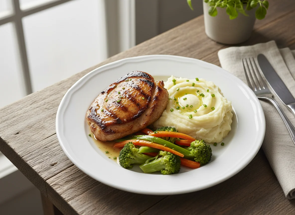 Grilled Chicken with Mashed Potatoes and Vegetables photo