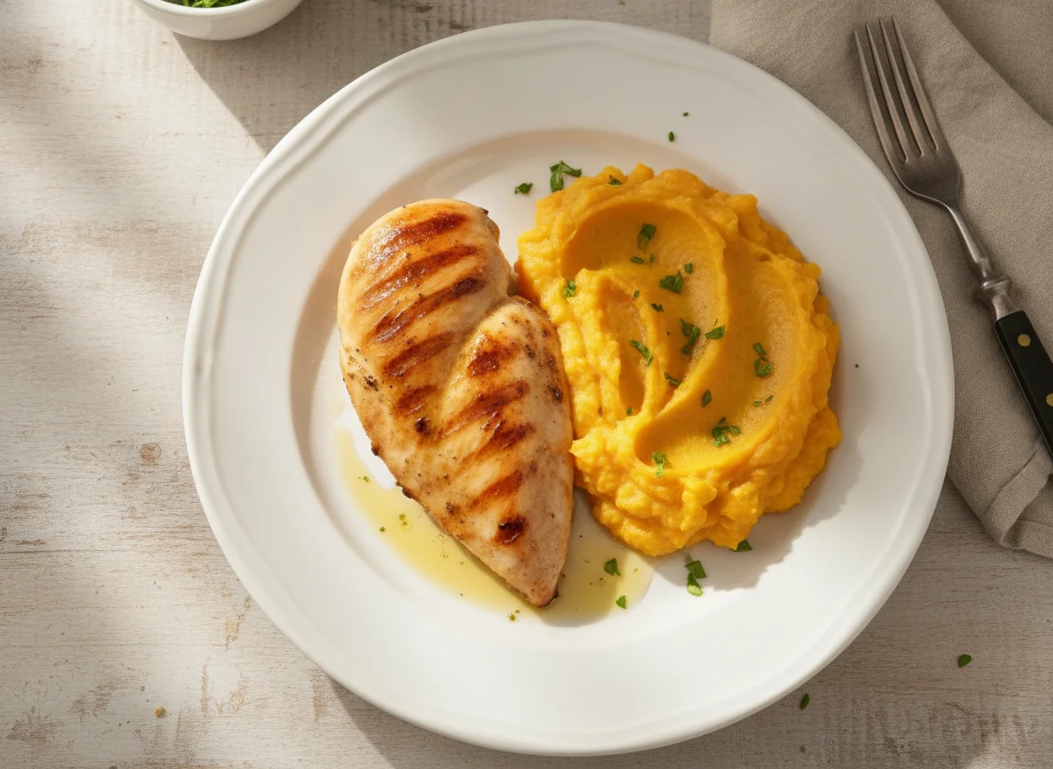 Grilled Chicken with Mashed Pumpkin photo