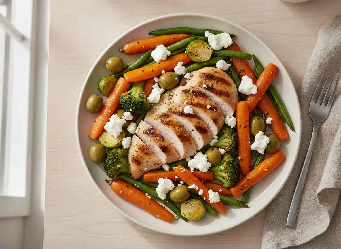 Grilled Chicken with Mixed Vegetables and Feta photo