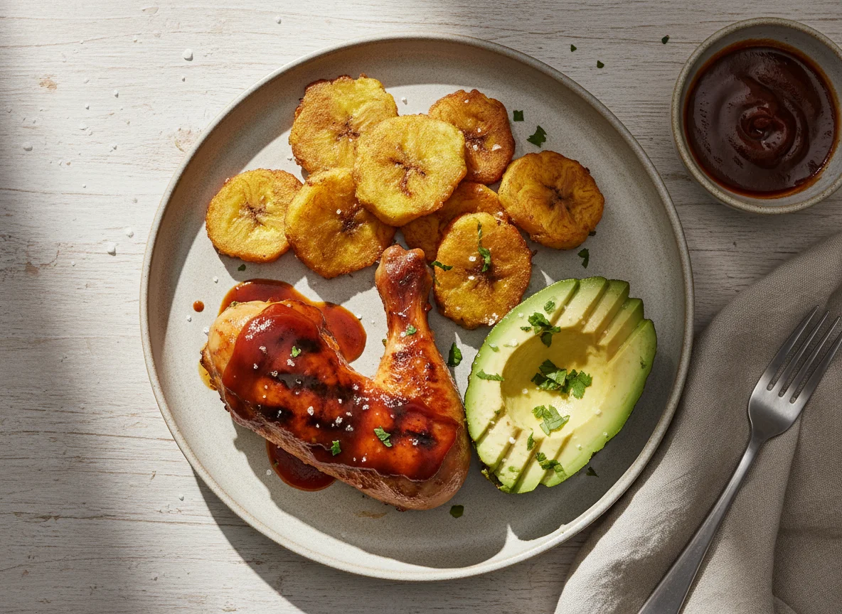 Grilled Chicken with Plantains and Avocado photo