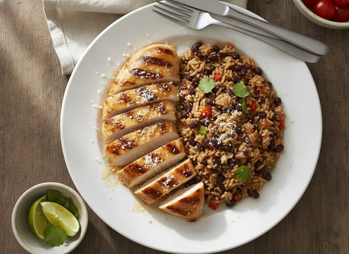 Grilled Chicken with Rice and Beans photo
