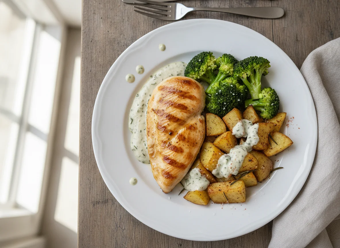 Grilled Chicken with Roasted Potatoes and Broccoli photo