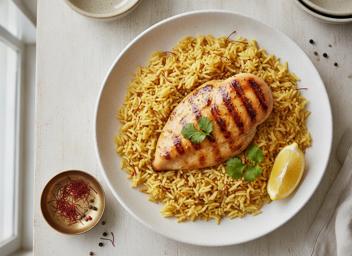 Grilled Chicken with Saffron Rice photo
