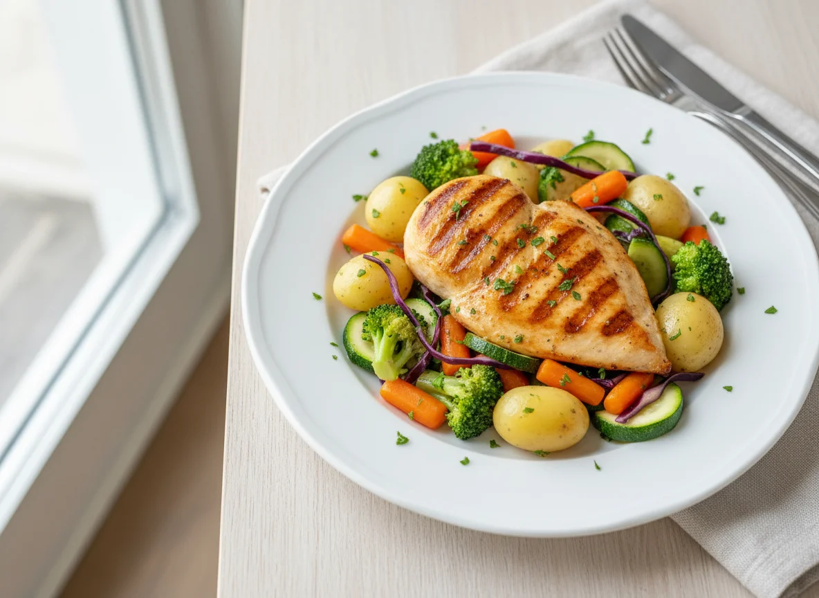 Grilled Chicken with Steamed Vegetables photo