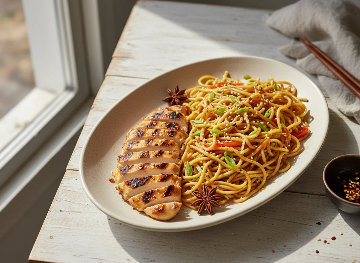Grilled Chicken with Stir-fried Noodles photo