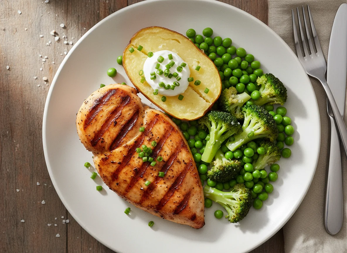 Grilled Chicken with Vegetables and Potato photo