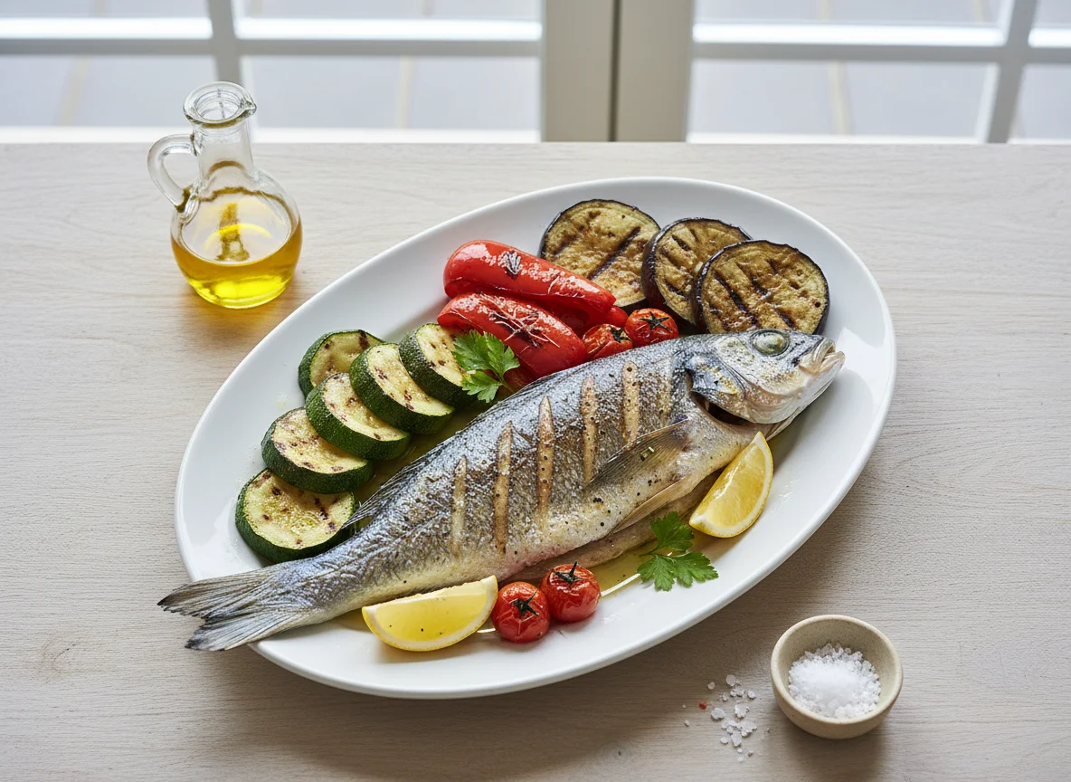 Grilled Fish and Vegetables photo