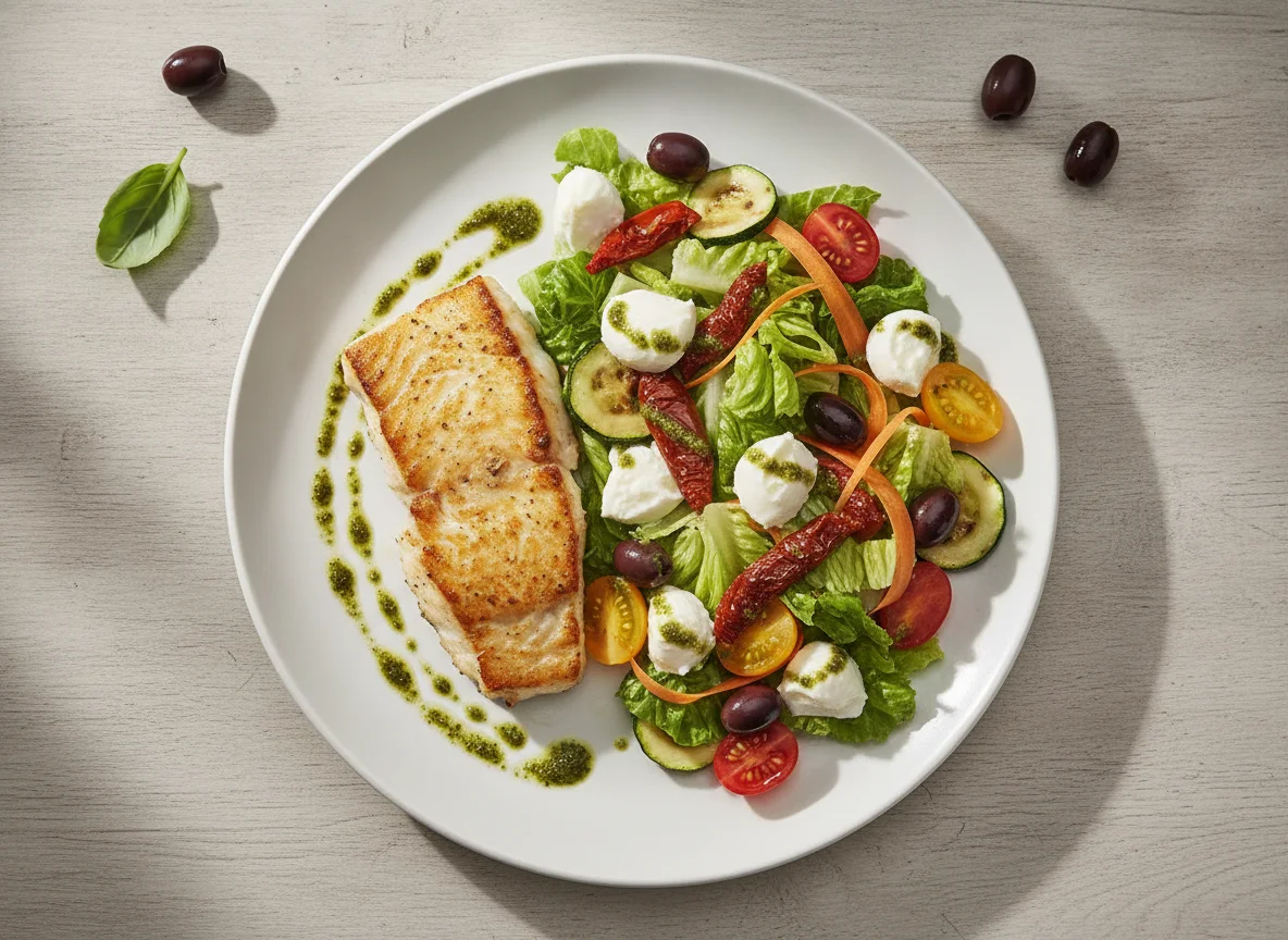 Grilled Fish with Mediterranean Salad photo