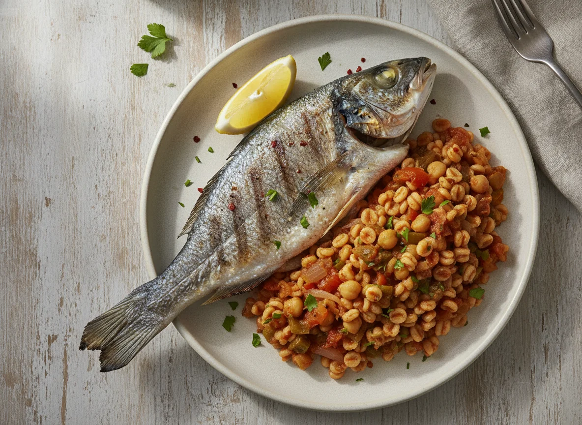 Grilled Fish with M'hamsa photo
