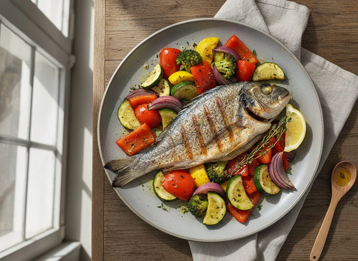 Grilled Fish with Roasted Vegetables photo