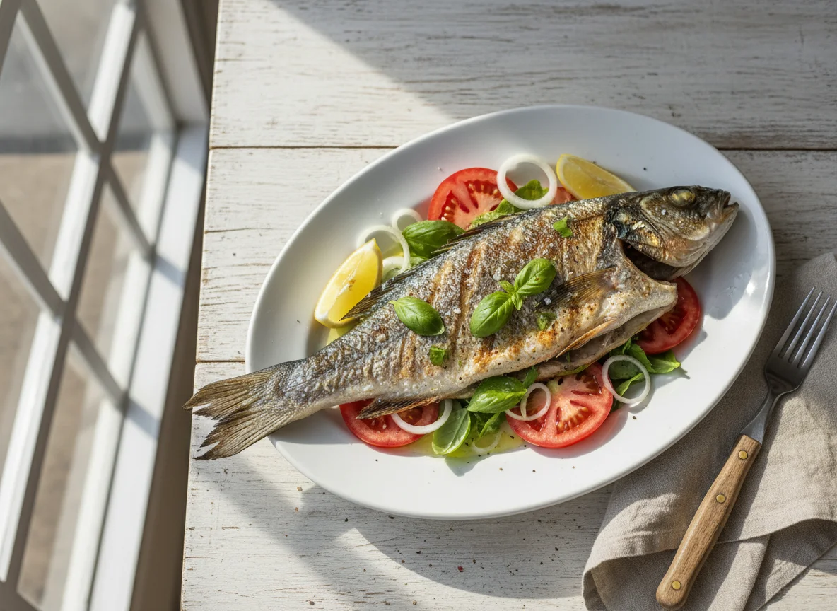 Grilled Fish with Salad photo