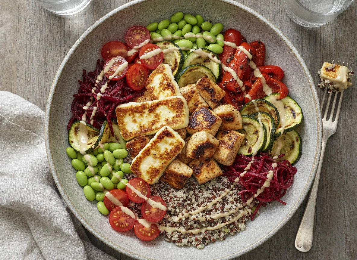 Grilled Halloumi and Chicken Power Bowl photo
