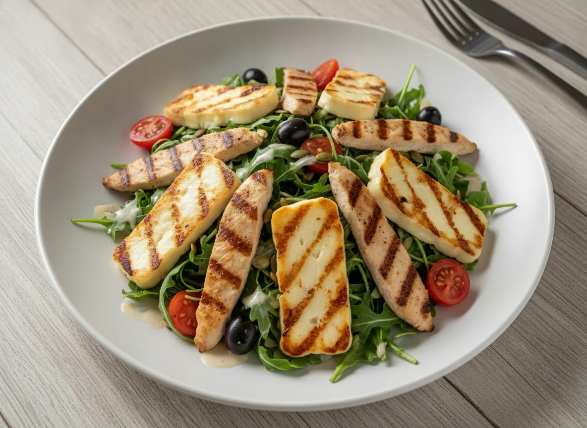 Grilled Halloumi and Chicken Salad photo