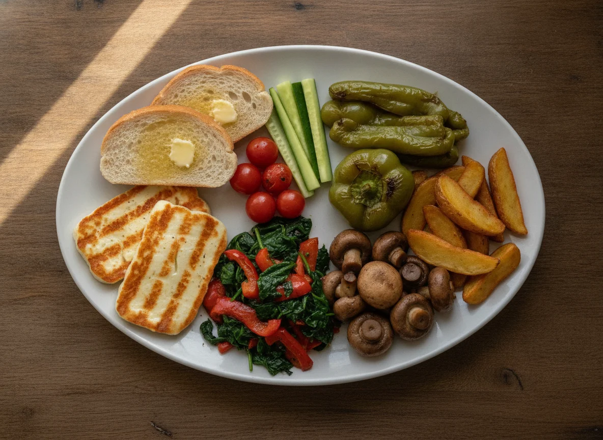 Grilled Halloumi and Vegetable Breakfast Plate photo