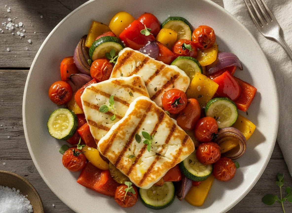 Grilled Halloumi with Roasted Vegetables photo