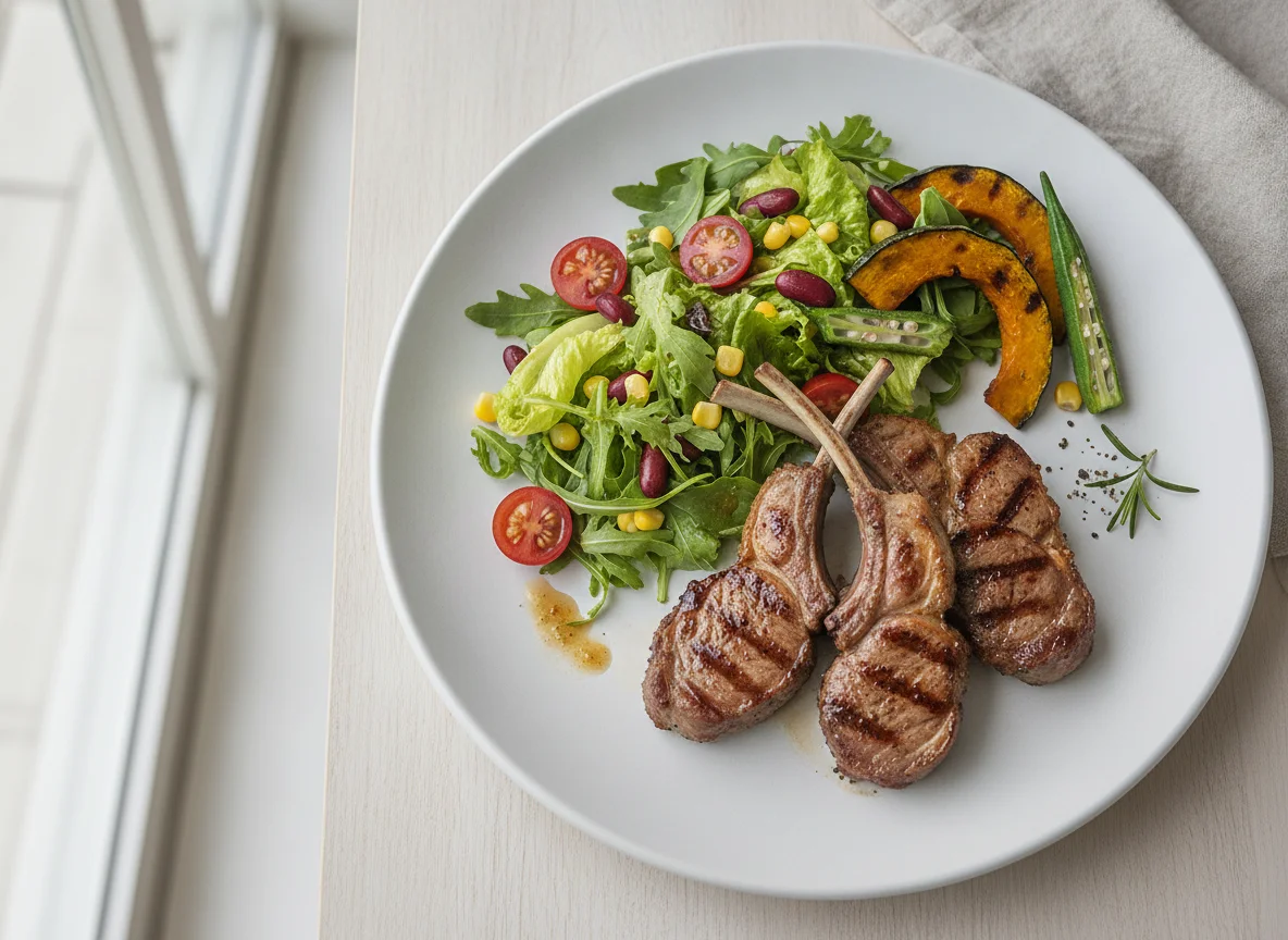 Grilled Lamb Chops with Mixed Salad photo