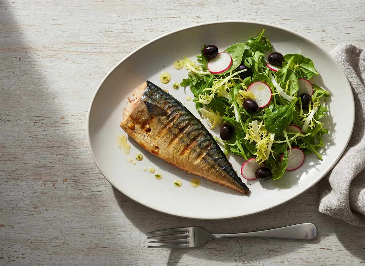 Grilled Mackerel with Mixed Salad photo
