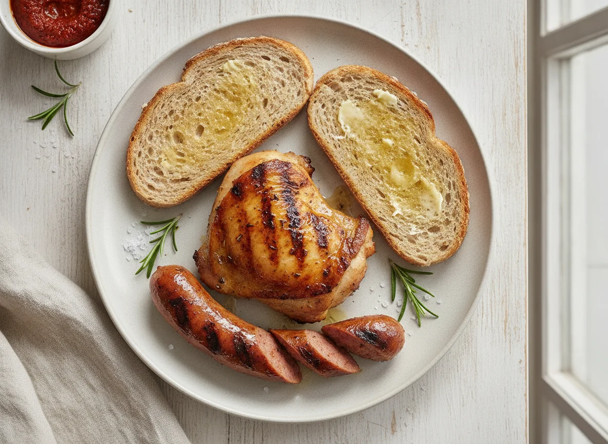 Grilled Meat and Toast photo