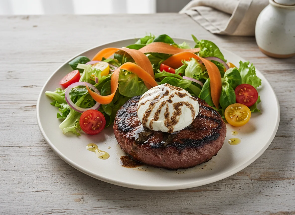 Grilled Meat Patty with Mixed Salad photo