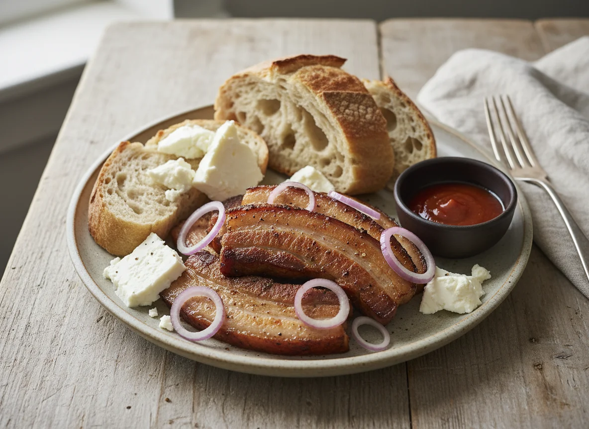 Grilled Meat with Bread and Cheese photo