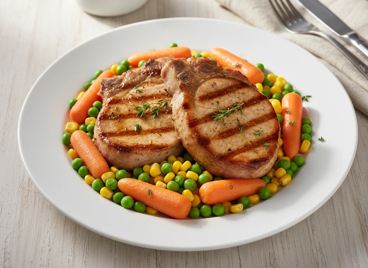 Grilled Pork Chops with Mixed Vegetables photo