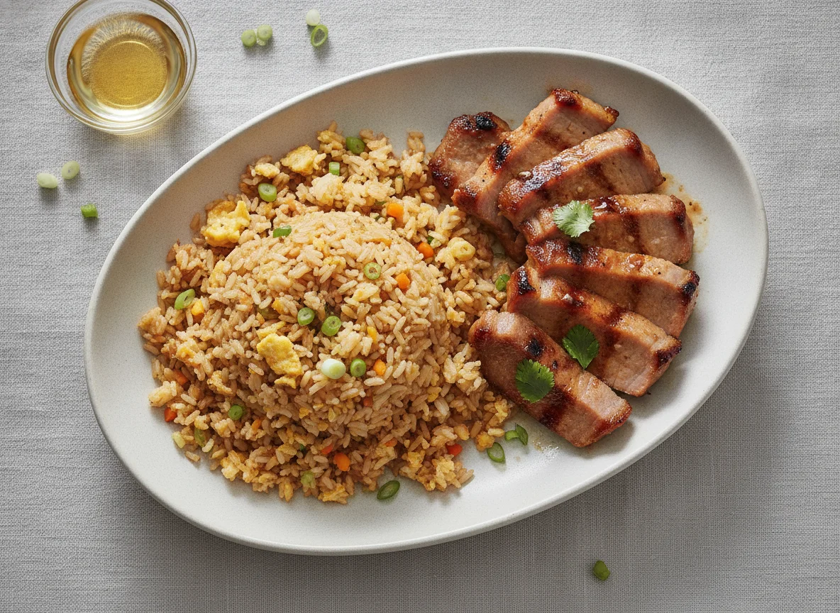 Grilled Pork with Egg Fried Rice photo