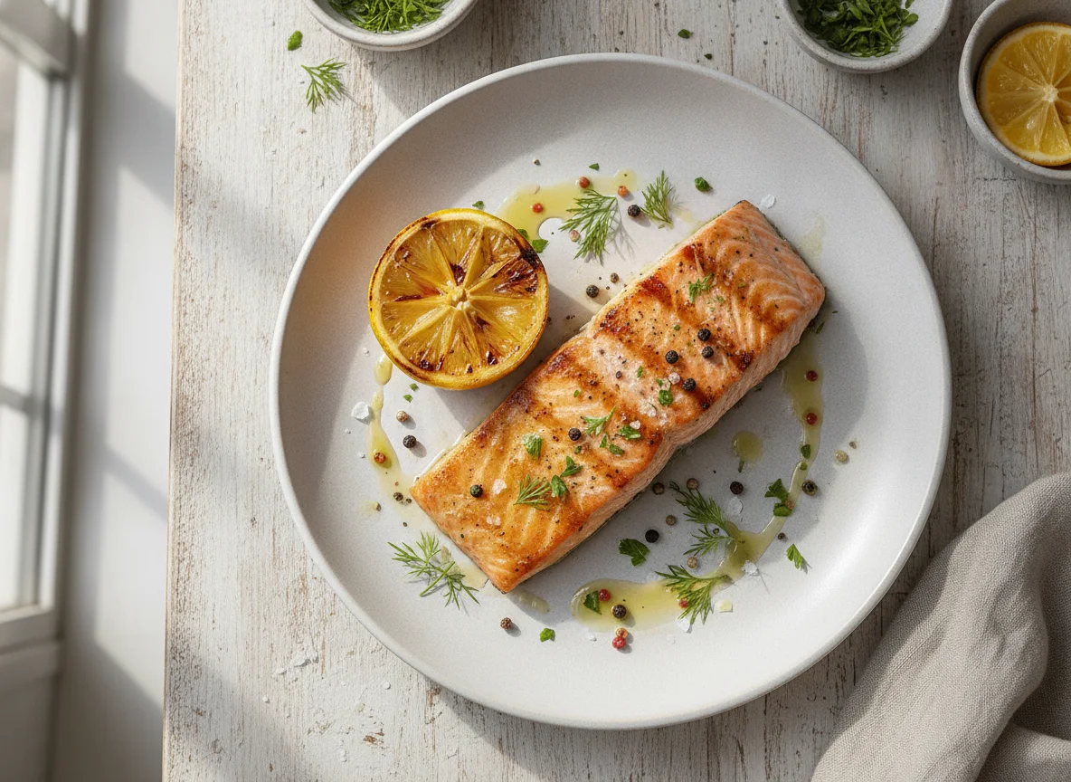Grilled Salmon with Lemon photo
