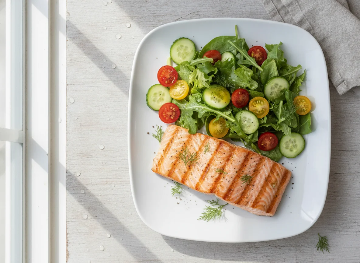 Grilled Salmon with Side Salad photo