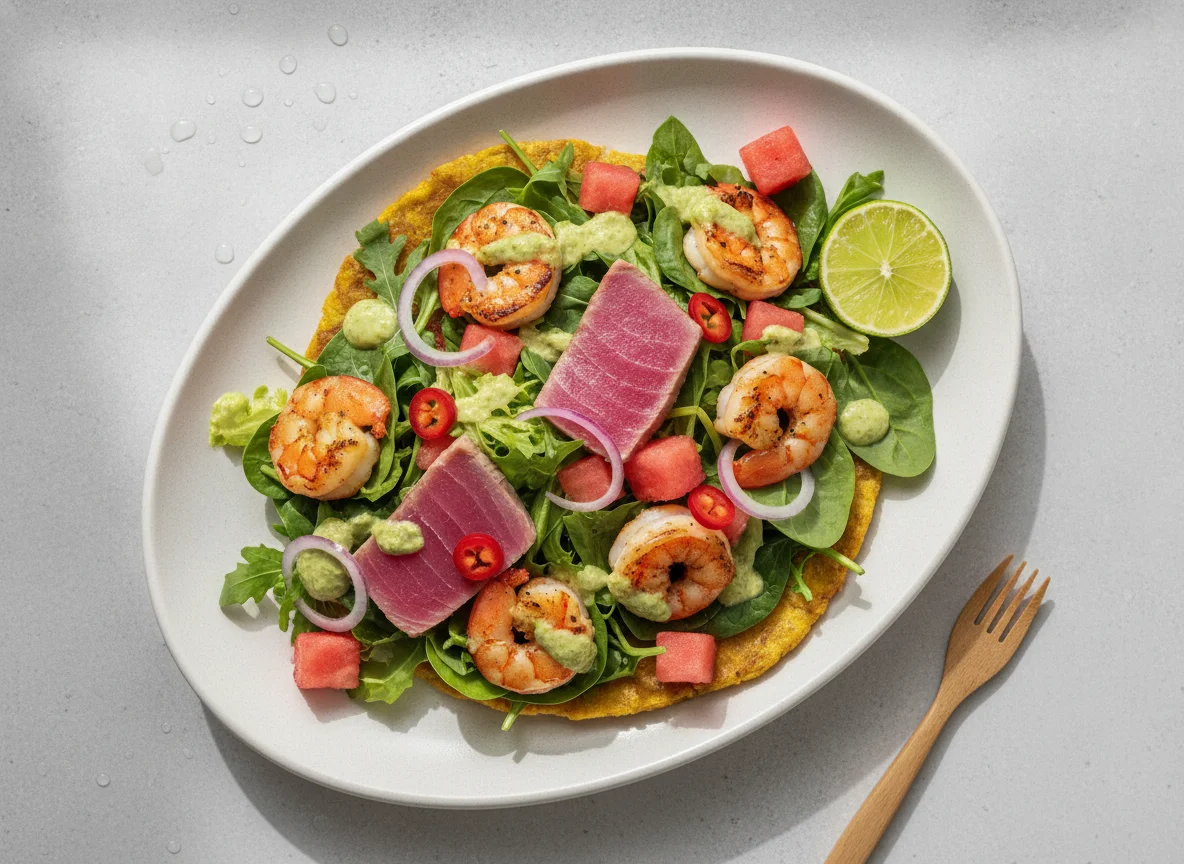 Grilled Shrimp and Tuna Tostada Salad photo