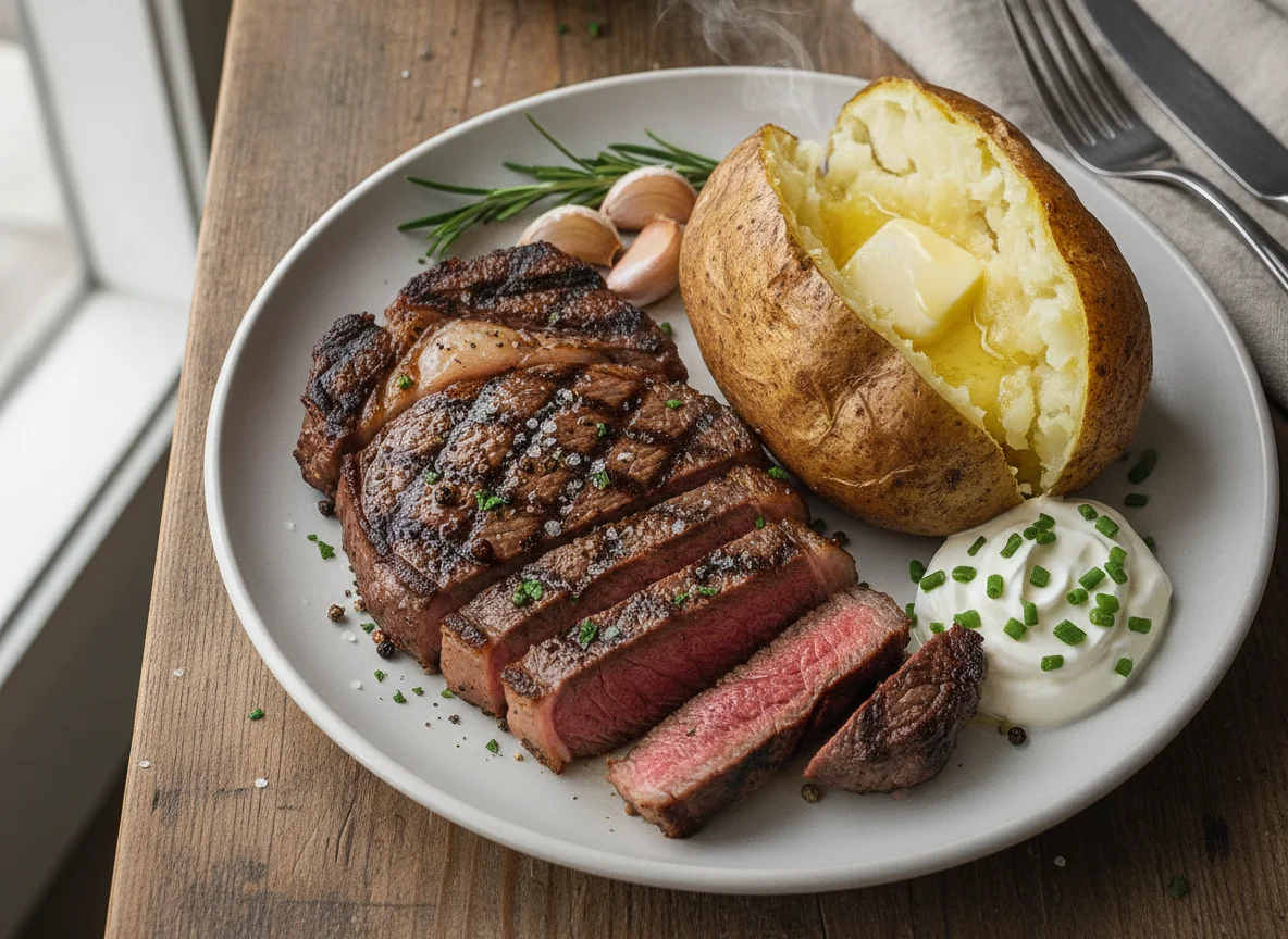 Grilled Steak and Baked Potato photo