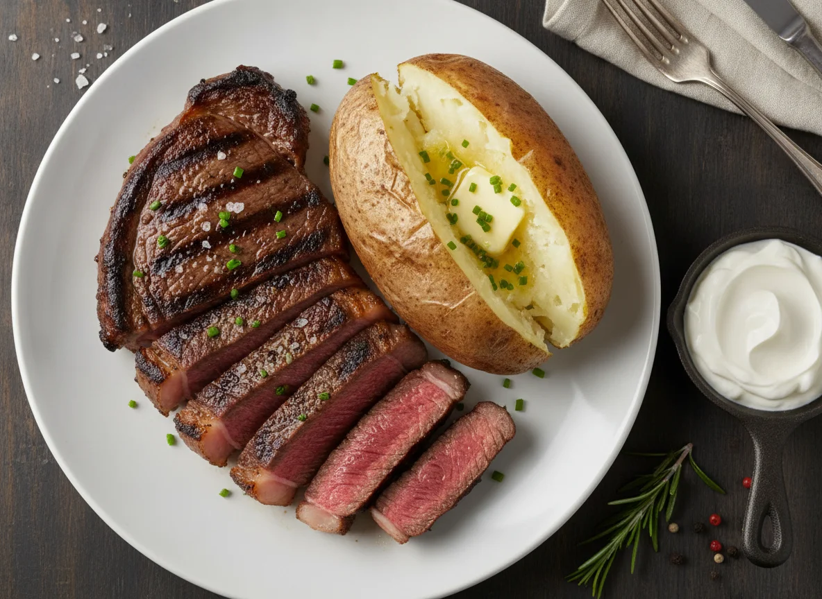 Grilled Steak with Baked Potato photo