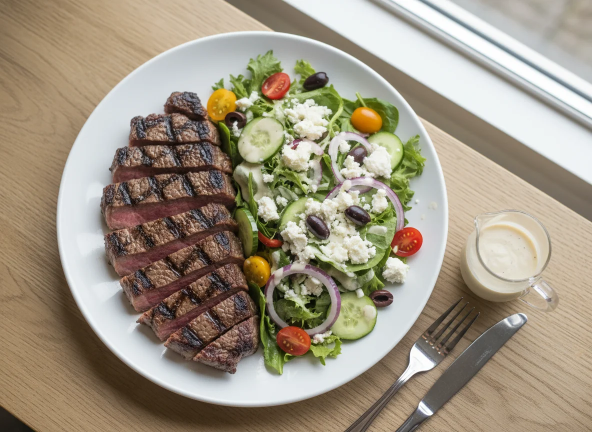 Grilled Steak with Greek-style Salad photo