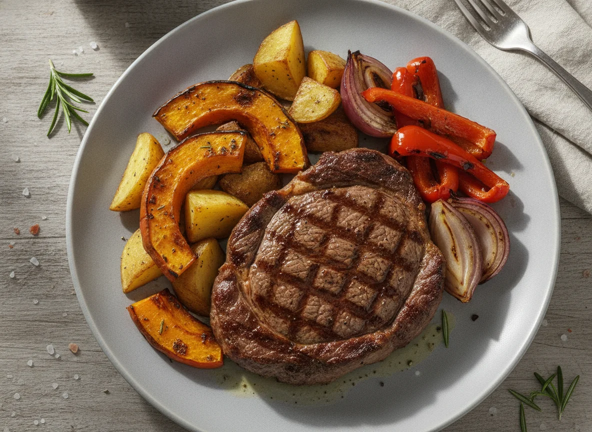 Grilled Steak with Roasted Vegetables photo