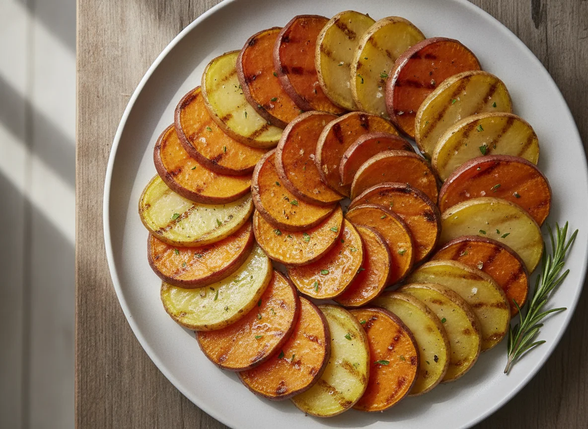 Grilled Sweet Potato and Potato Slices photo