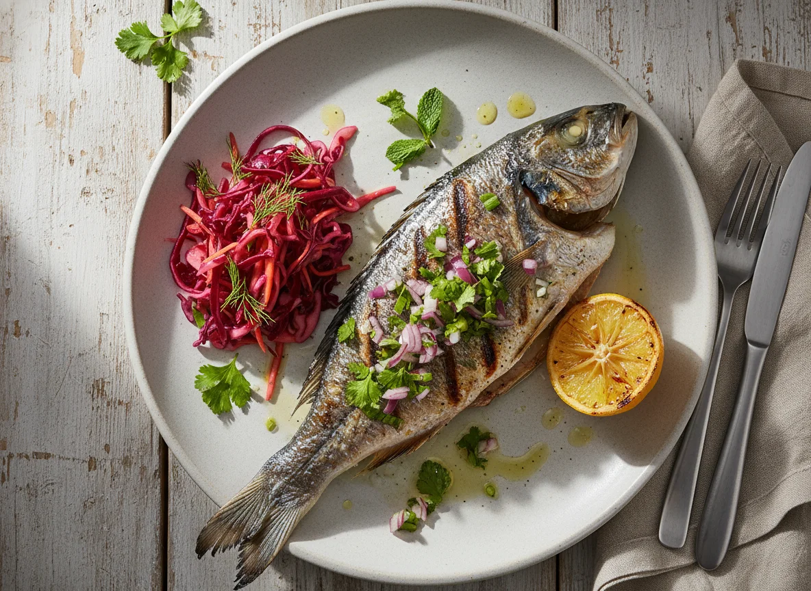 Grilled Whole Fish with Sides photo