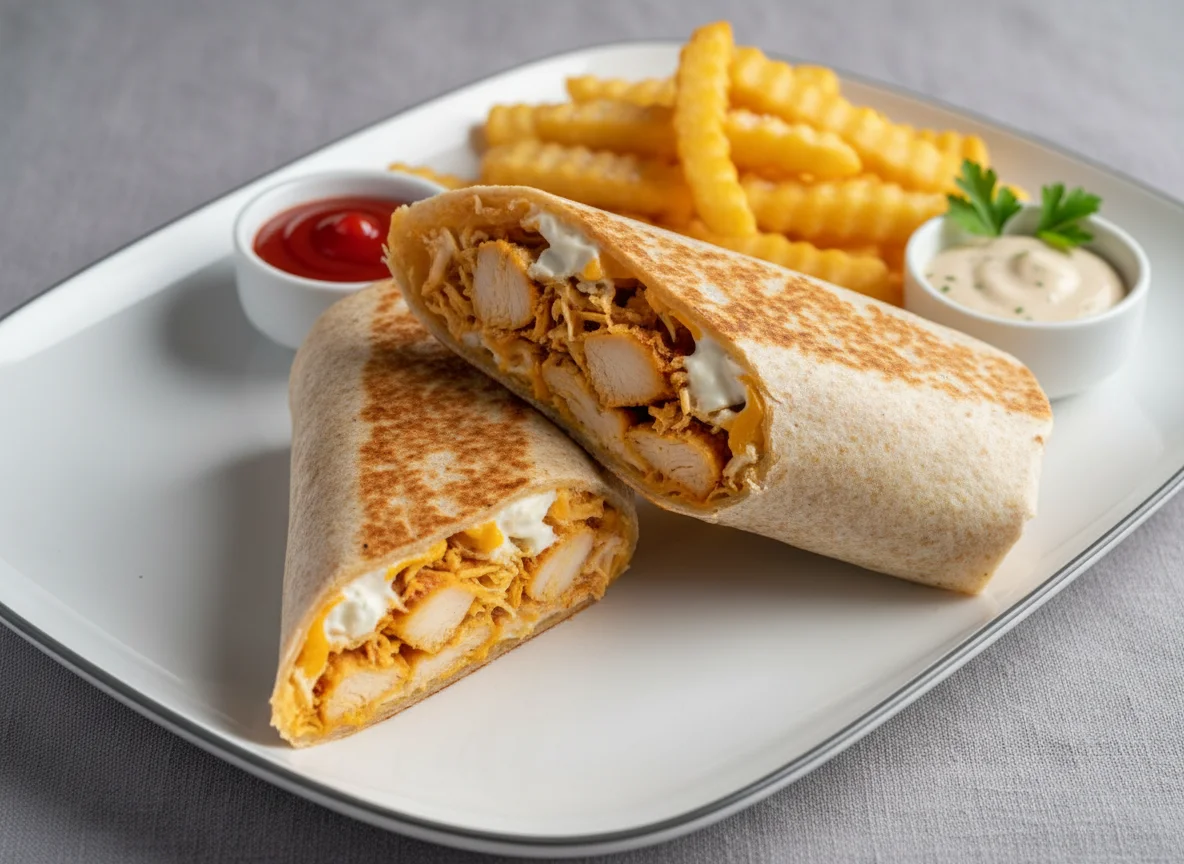 Grilled Wrap with French Fries photo
