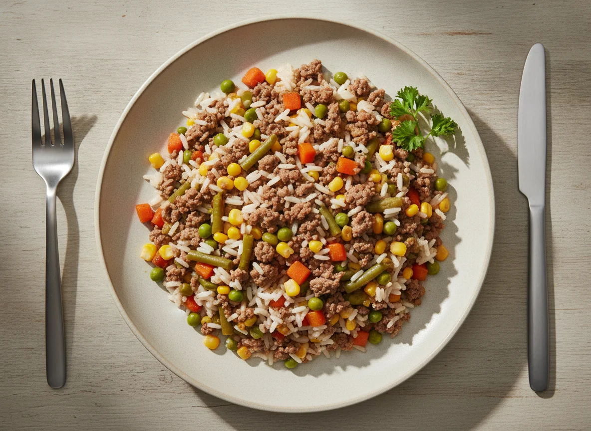 Ground Beef and Rice with Mixed Vegetables photo