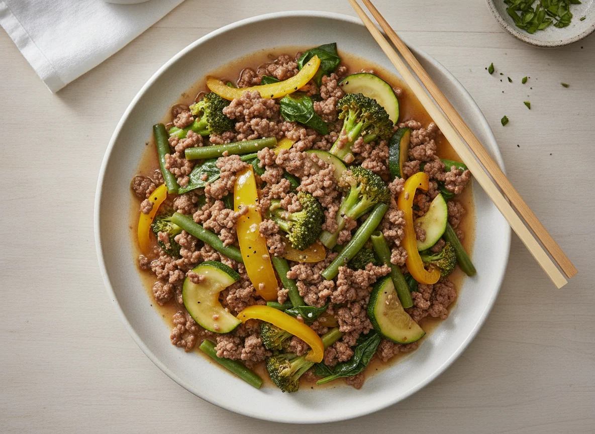 Ground Beef and Vegetable Stir-fry photo