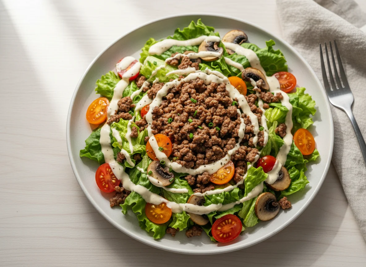 Ground Beef Salad with Dressing photo