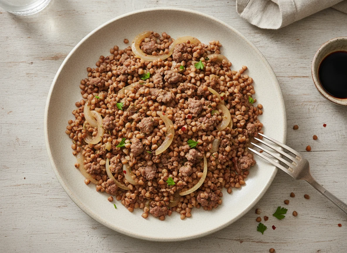 Ground Meat and Buckwheat Stir-fry photo