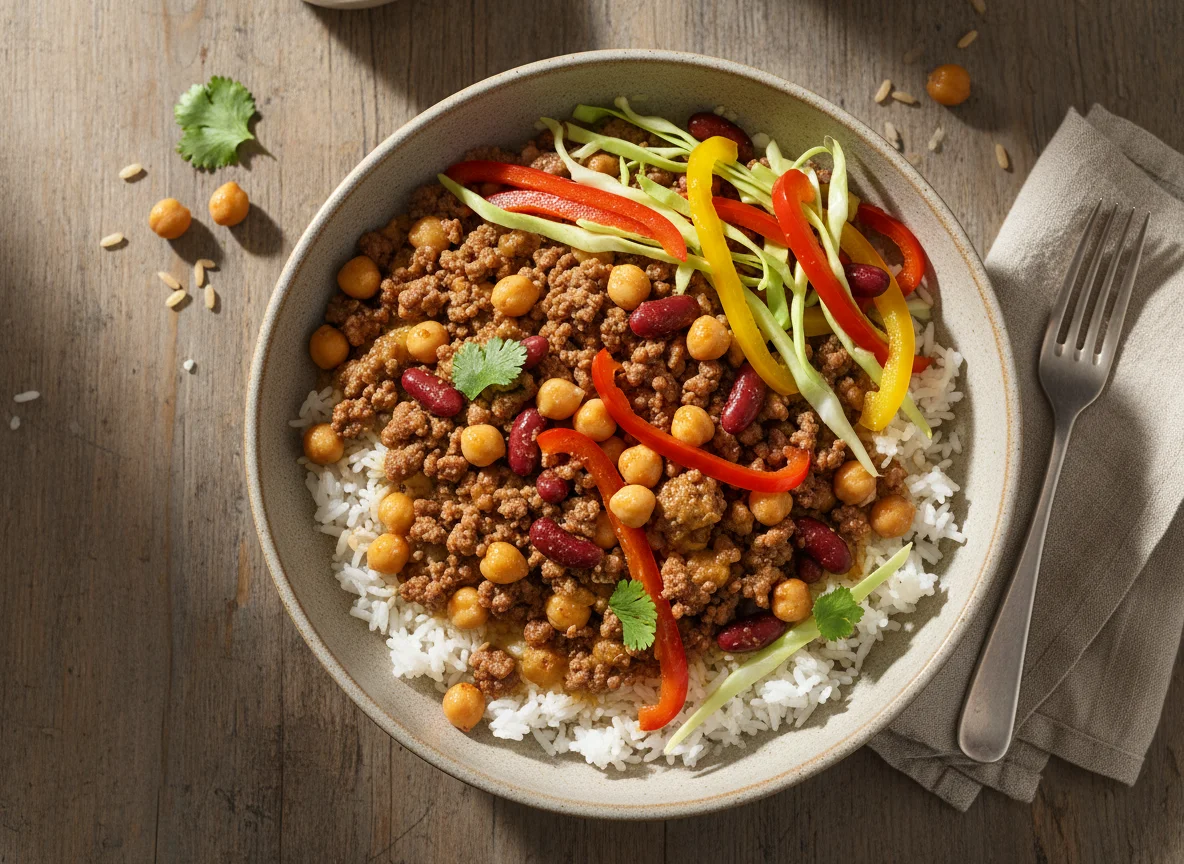 Ground Meat and Legume Rice Bowl photo