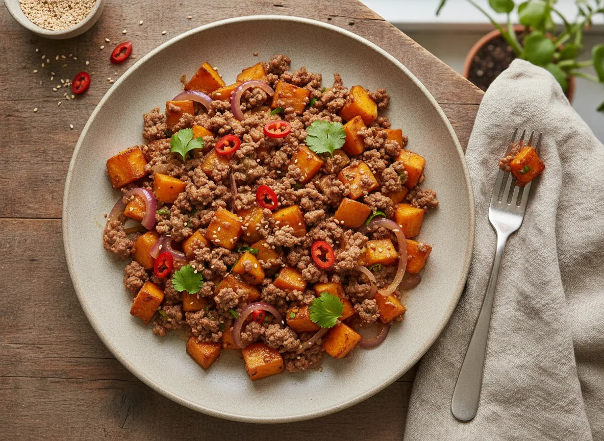 Ground Meat and Sweet Potato Stir-fry photo