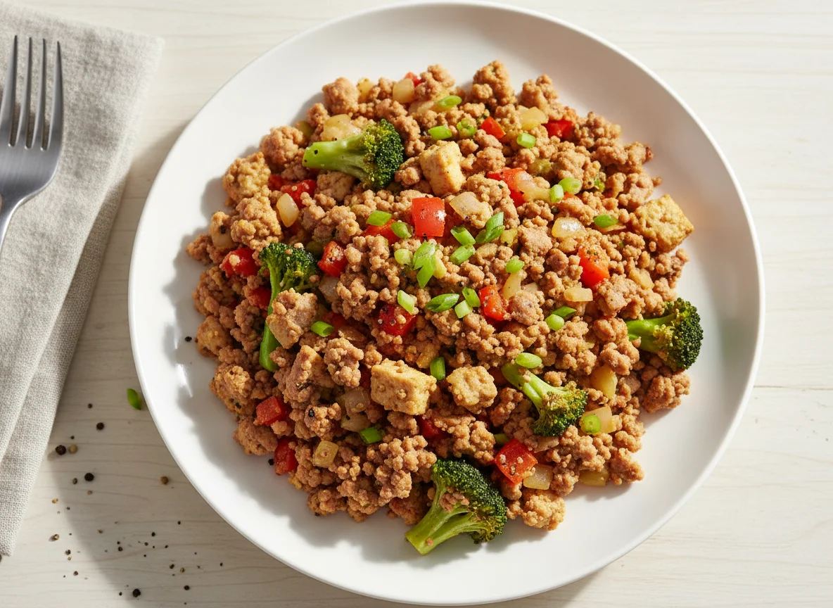 Ground Meat and Tofu Scramble with Vegetables photo