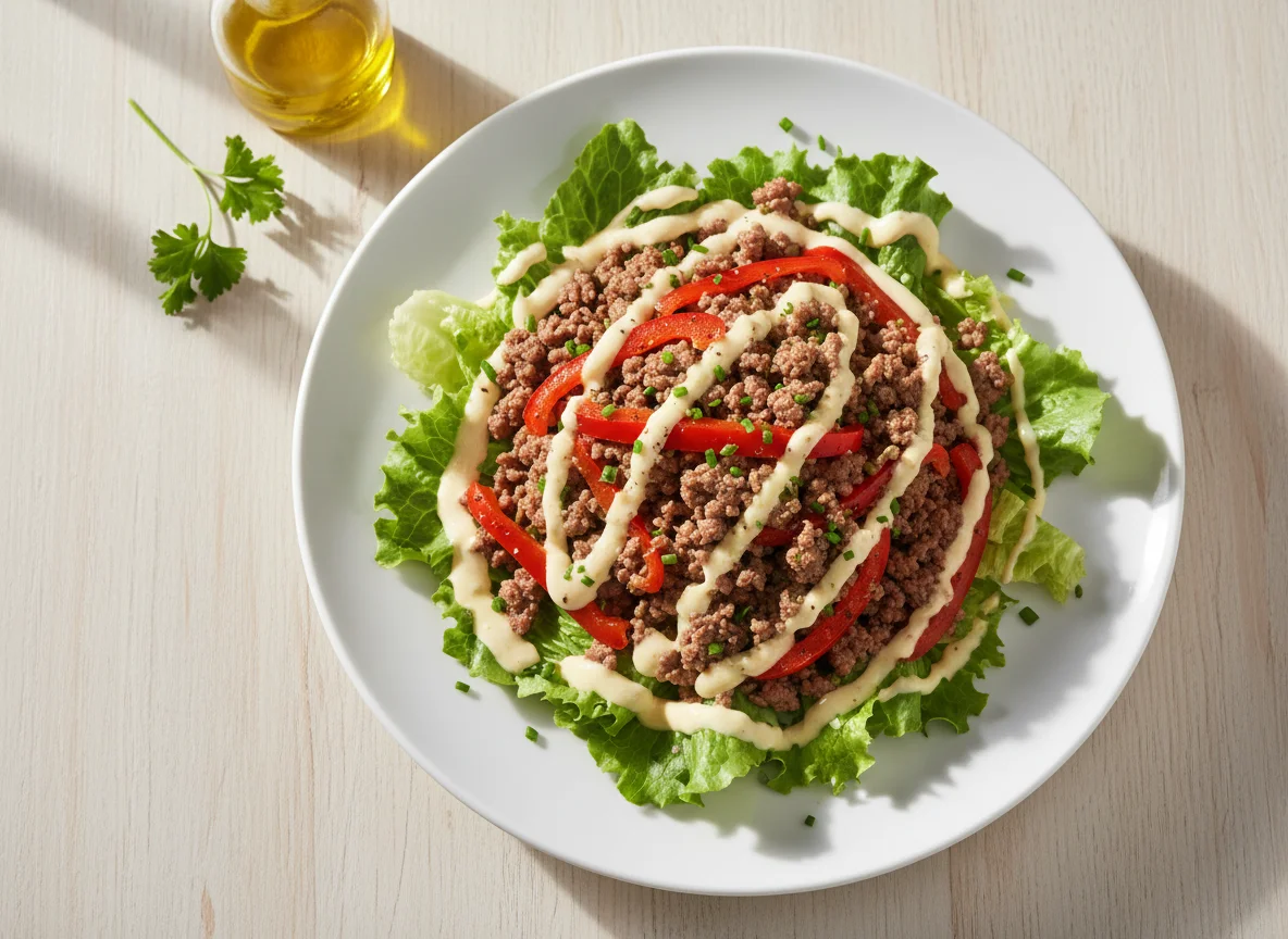 Ground Meat Salad with Vegetables photo