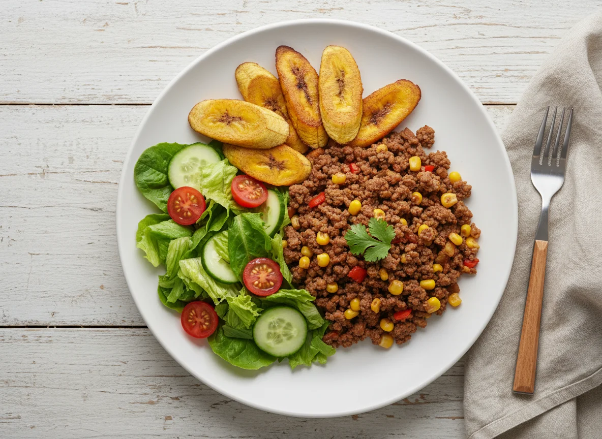 Ground Meat with Plantains and Salad photo