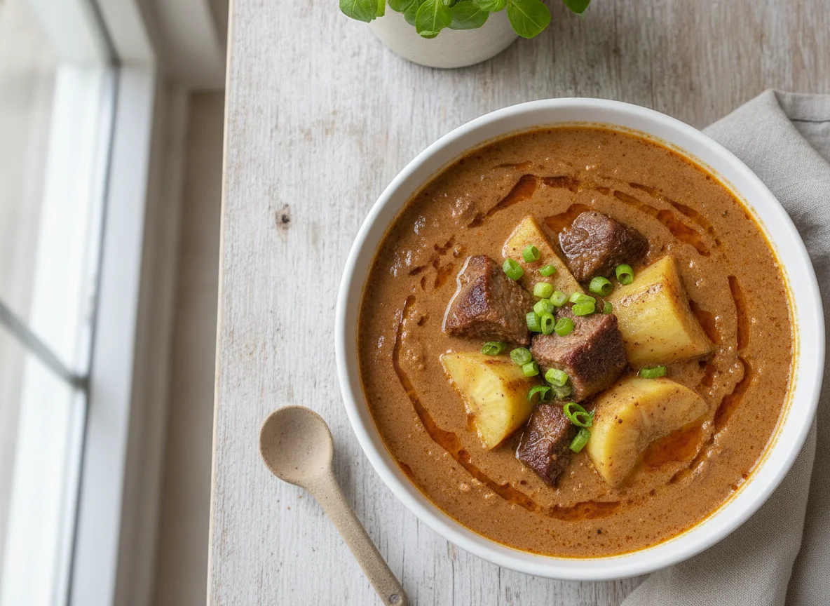 Groundnut Soup with Meat and Yam photo
