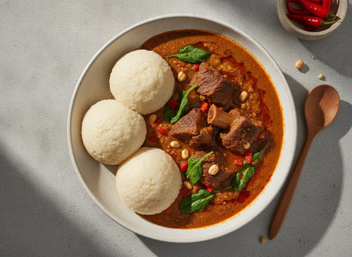Groundnut Soup with Pounded Yam photo