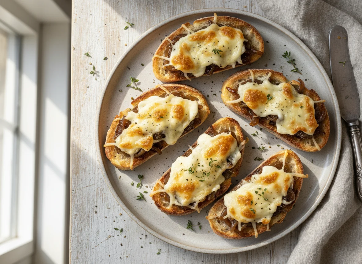 Gruyère Cheese & Caramelised Onion Crostini photo